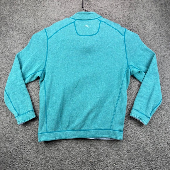 Tommy Bahama Mens Teal Blue Marl Quarter Zip Pullover Sweatshirt Size XL 8894 - Picture 7 of 8